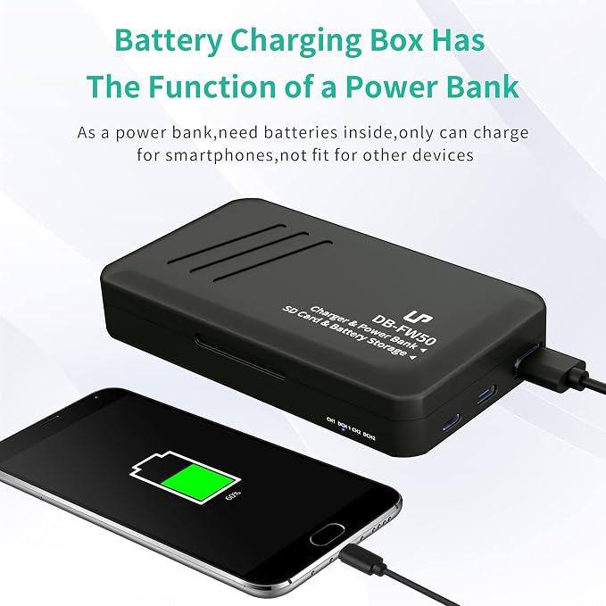 LP-NP-FW50 Battery Pack and Portable Charger, LP 2-Pack Replacement Battery - Image 3