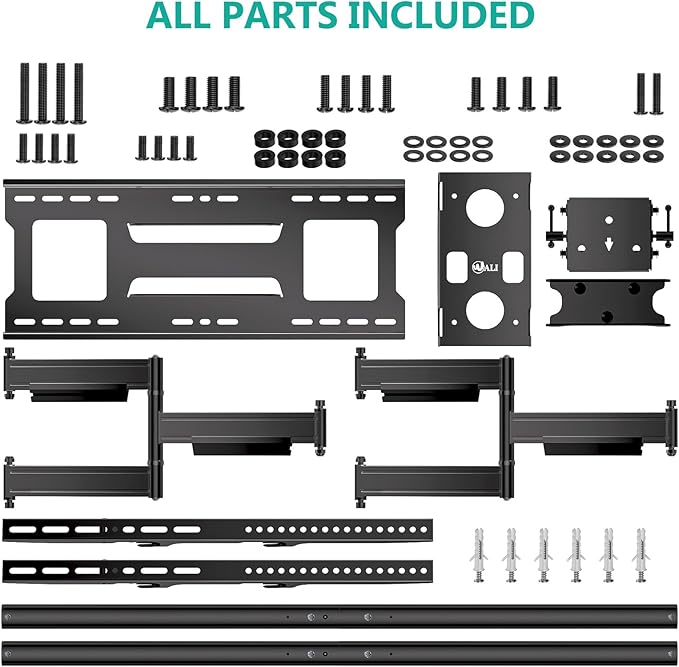 WALI Heavy Duty Full Motion TV Wall Mount Bracket for Extra Large TVs,Holds up to 220Ibs, Swivel Tilt Rotatable,Max Mounting Holes 1000x600, Fits 65 75 85 100 120 inch LED/LCD/OLED 4K/8K on Wood Stud
