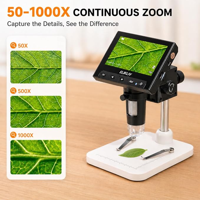 Elikliv Microscope, LCD Digital Coin Microscope 1000x, Coin Magnifier - Image 5
