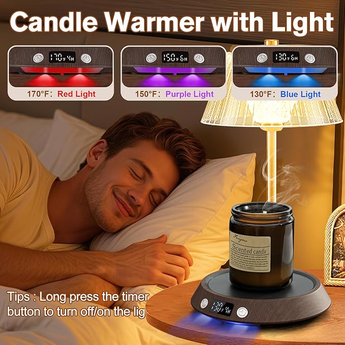 Kepwam Coffee Mug Warmer – 55W Fast Heating Coffee Warmer, 3 Temperature Settings up to 170℉ with LED Lights, 2–9H Timer & Auto Shut-Off, Coffee Cup Warmer Gift for Women & Men, Office/Home Use