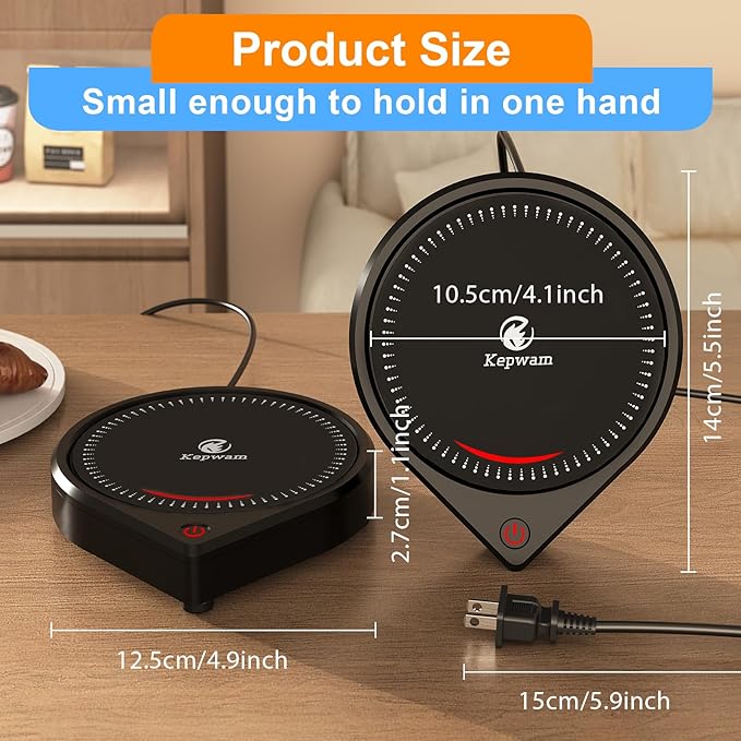 Kepwam Coffee Mug Warmer for Desk, Smart Coffee Warmer with Touch Tech & Light, Coffee Cup Warmer with Gravity Sensor & Auto Shut Off, Candle Warmer Plate - Ideal Gifts for Dad and Mom
