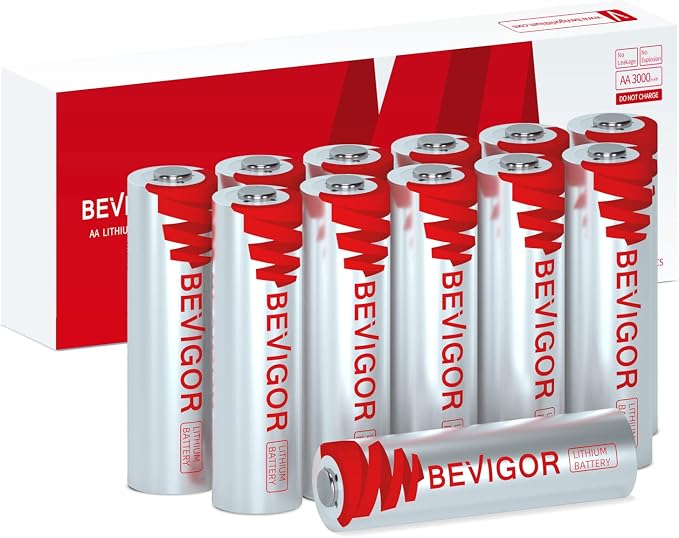 BEVIGOR Lithium Batteries AA 12Pack, 3000mAh 1.5V Double A Lithium Battery by BEVIGOR