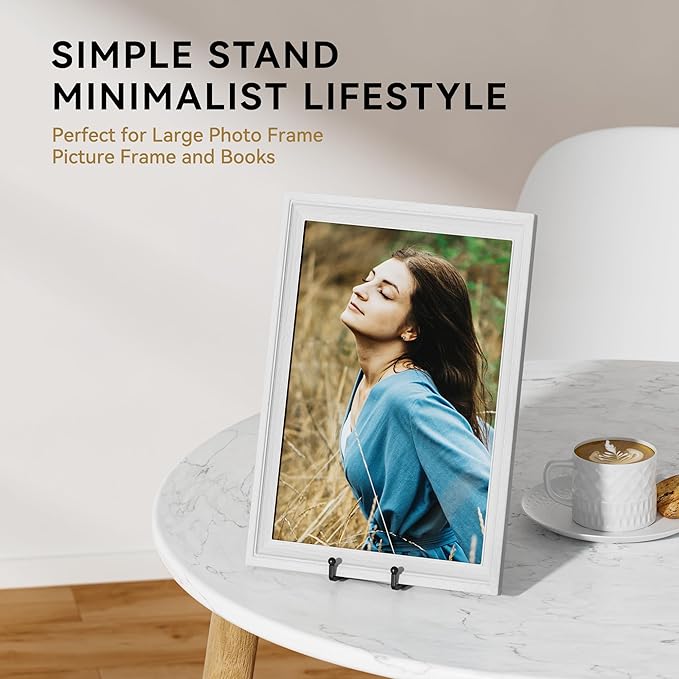 IPAME 10 Inch Large Plate Stands for Display - Metal Plate Holder Display Stand + Small Easels Picture Stand for Book, Platter, Plaque, Photo Frame, Tabletop Art (2 Pack)
