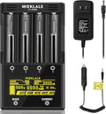 18650 Battery Charger, MIEKLALE 4-Bay Rechargeable Battery Charger with Smart LCD Display, Discharge & Testing Functions for Rechargeable Batteries Li-ion 26650 14500 17500 RCR123,Ni-MH/Cd AA AAA