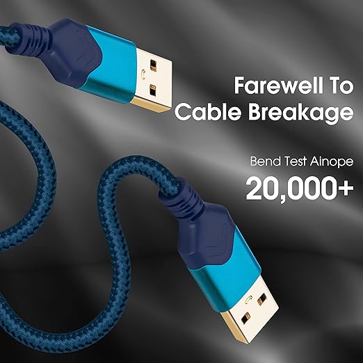 ROFICORD USB 3.0 Male to Male Cable, USB A to USB A High Speed Data Cord Compatible with Hard Disk Drive/Laptop Cooler/Set-top Box/DVD Player/TV/Camera and More (2 FT, Red)