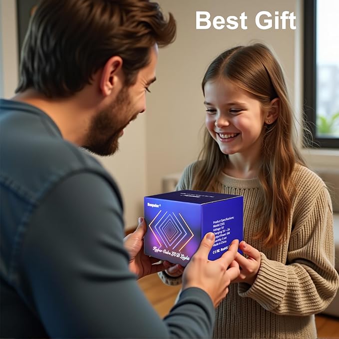 Heepulor Infinity Hyper Cube LED Table Lamp, Color-Changing Music-Sync APP-Controlled Ambient Light for Gaming, Party, Home (Small 4Inchs)