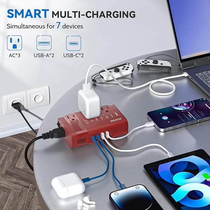 DOACE 350W Voltage Converter, Ai 220V to 110V Converter and 50Hz to 60Hz Transformer, Power Convert Adapter Combo US to AU, UK, European Travel Plug Adapter for Hair Straightener Laptop Cell Phone