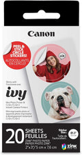 Canon Ivy Zink Pre-Cut Circle Sticker Paper 20 Sheets Pack Compatible by Canon