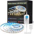 Motion Sensor Led Light Strip - Under Cabinet Lighting with Power Adapter, 6 Adjustable Brightness and Timing, Light Strips for Kitchen Cabinets, Stair, Showcase, Bedroom, 16.4ft 3000K WarmWhite