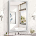 40x24 Silver Bathroom Mirror, Brushed Silver Rectangular Mirror for Wall, 0.6" Thickened Deep Frame Mirrors for Bathroom Sink, Shatterproof Tempered Glass, Antirust, Horizontally or Vertically