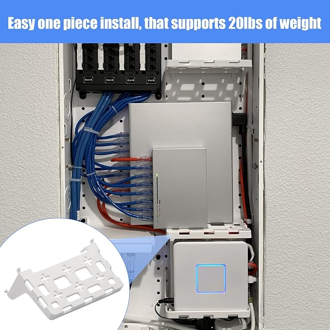 49605-aub Structured Media Panel Accessories Enclosure Universal Shelf Mounting Bracket for Leviton Media Panel -That Supports 20lbs of Weight - White
