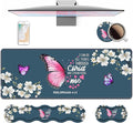 Ergonomic Keyboard Wrist Rest & Mouse Pad Wrist Rest Set, Large XXL Gaming Desk Mat 31.5"x 11.8" with Non-Slip Base for Home Office Study Gaming, Floral Butterfly Quote Bible Verse Philippians 4:13