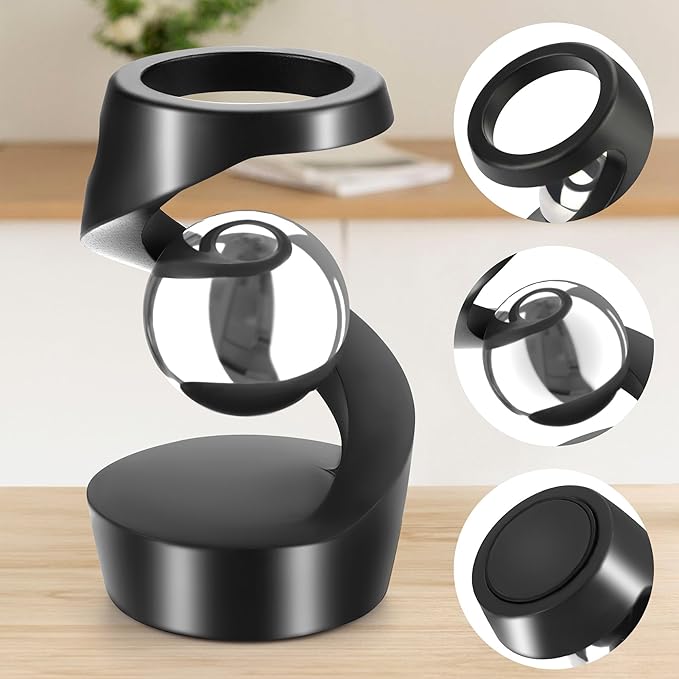 Kinetic Desk Toys, Metal Fidget Toys for Office, Adults & Kids, Optical Illusion Toys, Black Silver