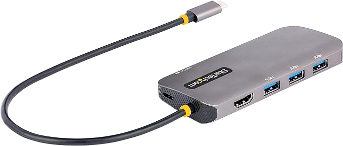 StarTech.com 6-in-1 USB-C Hub for Monitors, 4K 60Hz HDMI Video, HDR10, Gigabit Ethernet, USB 5Gbps Hub, 100W Laptop Charging with Cable Management for MacBook M1 M2 M3 M4 and Windows