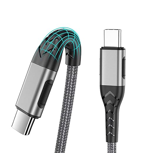 Durcord USB C to USB C Cable, 2Pack 60W 10ft USB C Charger Cable Fast Charging for Android Phone Pad, Type C to Type C Charger Braided USB Cable Compatible with iPhone 15/Pro/Plust/Max Silver