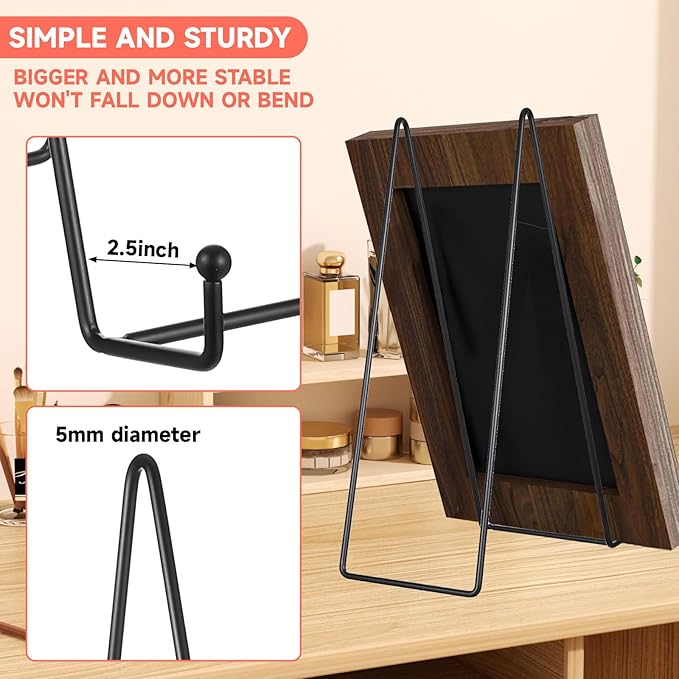 mekueeex 5 Pack 12 Inch Black Picture Stands Plate Stands for Display Large Book Stands for Picture, Decorative Plate, Book, Frame, Tabletop Poster