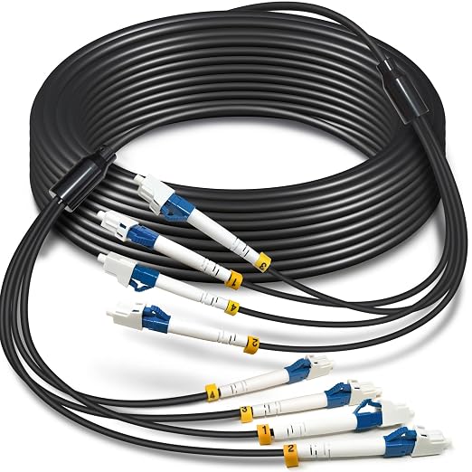 15 Meters 4 Core Industrial TPU LC to LC Outdoor Armored Fiber Optic Cable by YUTIANHOME