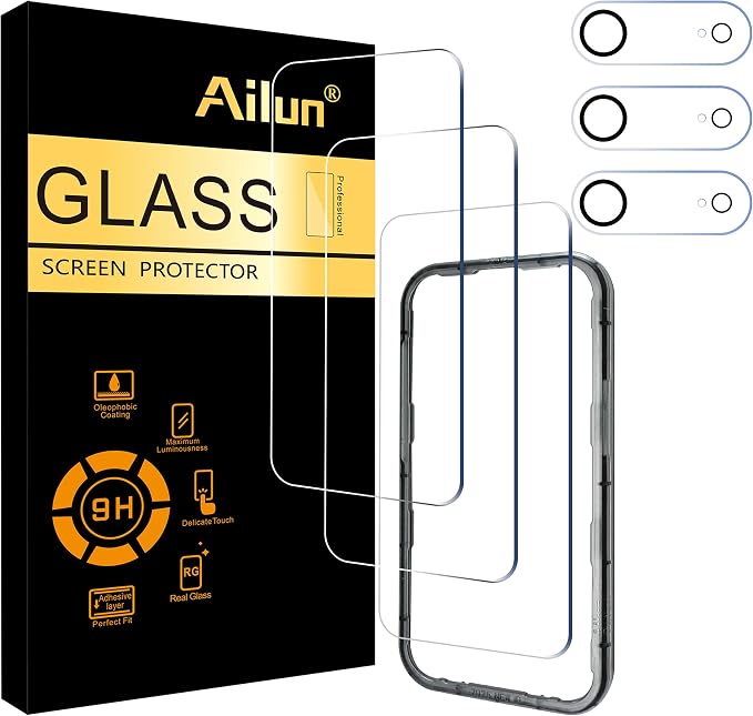 Ailun 3 Pack Screen Protector for iPhone Air + 3 Pack Camera Lens Protector by Ailun