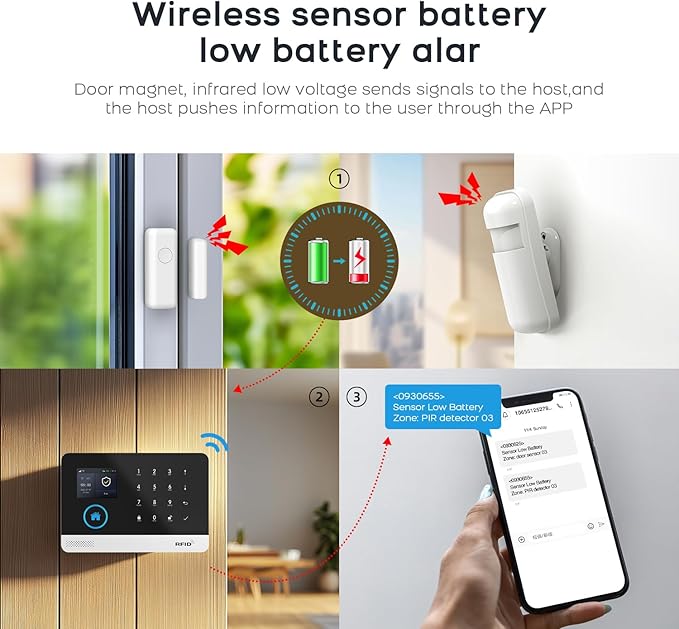 PGST 10 PCS Home Security Systems with LCD Touch Screen,Wireless GSM 4G Burglar Door Open Alarm Systems,120dB Loud Siren,Phone App Control for Villa,Apartment,Home Pets,Kids Safety