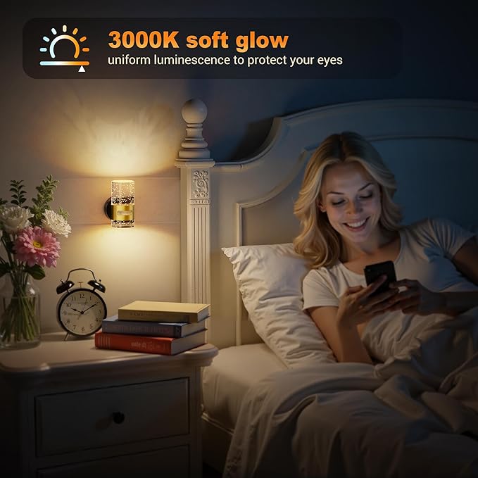 JandCase Motion Sensor Night Light, Wireless Rechargeable Night Light Wall Mounted, Motion Activated Night Lights, Dimmable Nightlight 3000K Warm White, for Bathroom Hallway Stairs