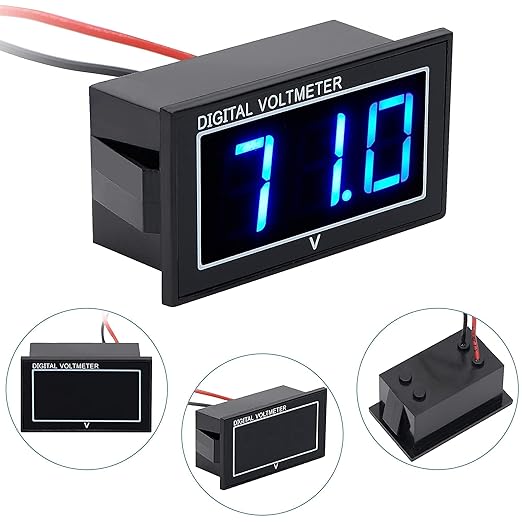 SUPNOVA Waterproof Voltmeter 12V 24V 36V 48V 60V 72V 96V,LED Digital Display Battery Voltage Tester DC5-130V Apply to Golf Cart,Car, Motorcycle，Boats Battery Voltage Monitor