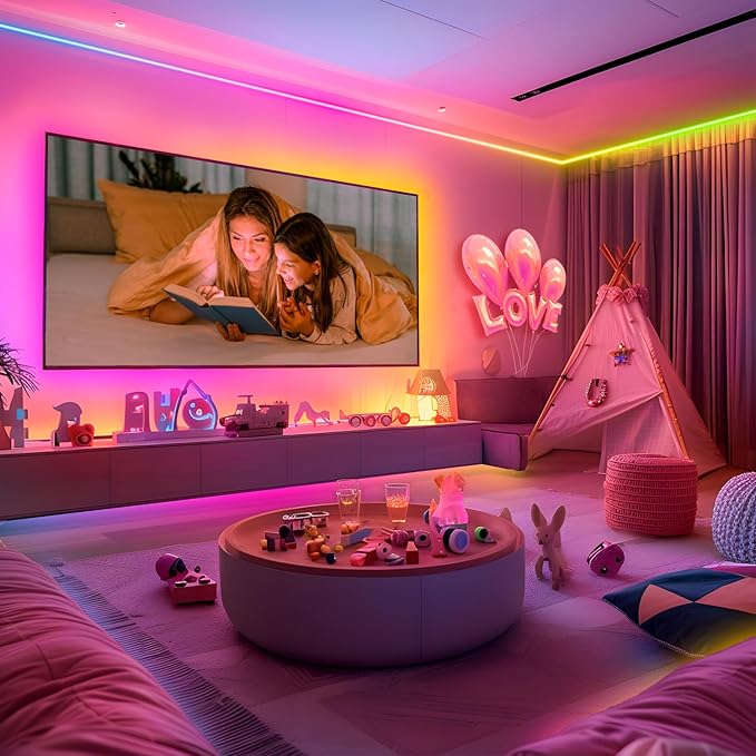 ATHONO 130 ft(2 Rolls of 65ft) IC+RGB,Led Lights for Bedroom,Music Sync Color Changing,Led Strip Lights,with Remote App Control, Led Lights for Room Home Kitchen Decor Party
