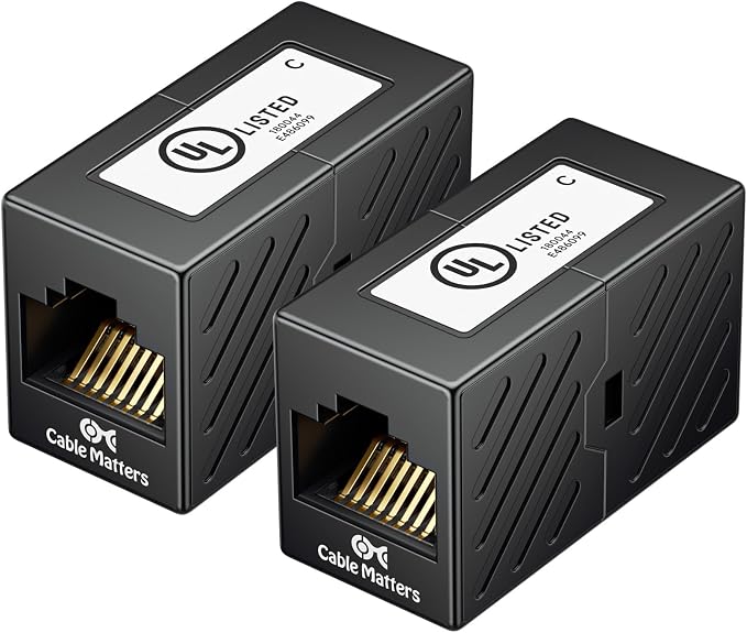 Cable Matters 2-Pack 10Gbps Cat 6 Ethernet Coupler in Black, Compatible by CableMatters