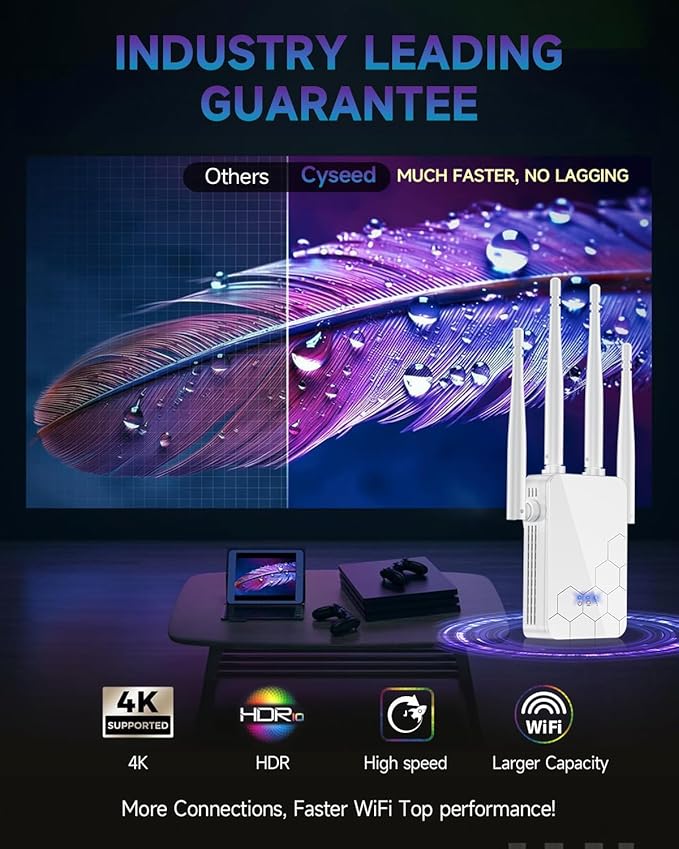 2026 WiFi Extender Internet Booster, 10000 Sq.ft Long Range Repeater Wireless Routers Amplifier, Mesh Wi-Fi 80% Faster | Broader Than Ever, Support More Network Devices at Home, 1-Tap Setup