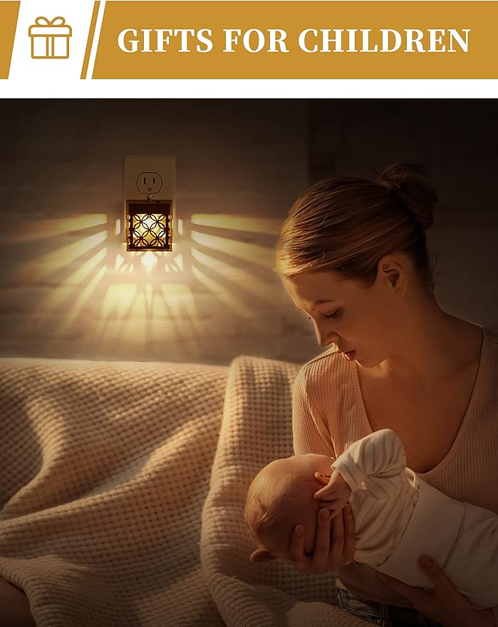 DORESshop Plug in Night Light [4 Pack], Night Lights Plug Into Wall, Dusk to Dawn Sensor, Adjustable Brightness, Decorative Nightlight for Bathroom, Hallway, Stairway, Soft White