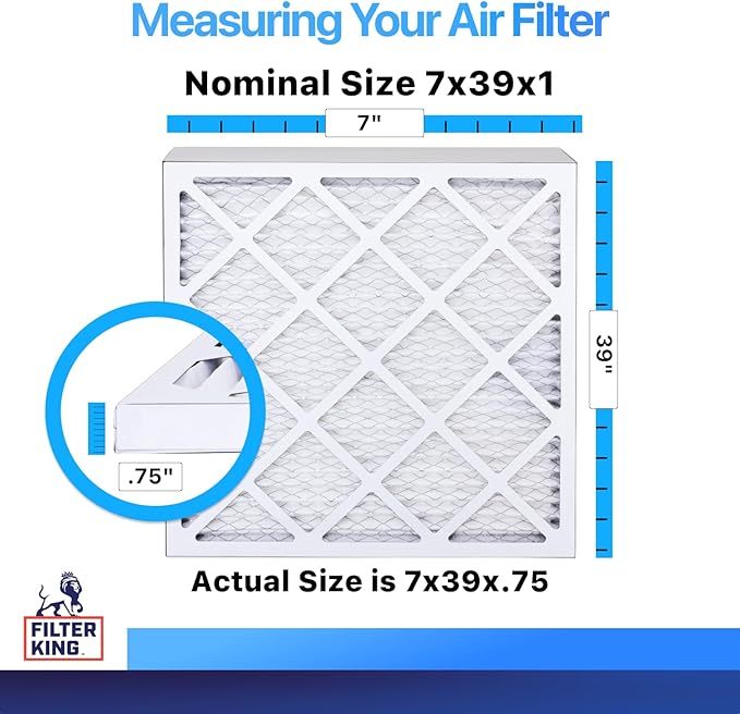 Filter King 7x39x1 Air Filter | 4-PACK | MERV 8 HVAC Pleated A/C Furnace Filters | MADE IN USA | Actual Size: 7 x 39 x .75"