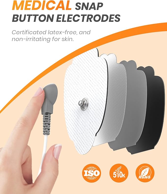 AVCOO 30 Modes TENS EMS Unit Compact Muscle Stimulator for Pain Relief of Back, Shoulder, Neck, Rechargeable & Portable Dual Channel EMS Muscle Stimulator with 30 Intensity Levels, 12 Electrode Pads