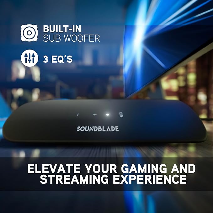 BlueAnt Soundblade Under-Monitor Soundbar, 120W 2.1 Channel Desktop Speaker with USB-C & Bluetooth 5.3 for PC, Mac, Gaming, Music and Streaming, White