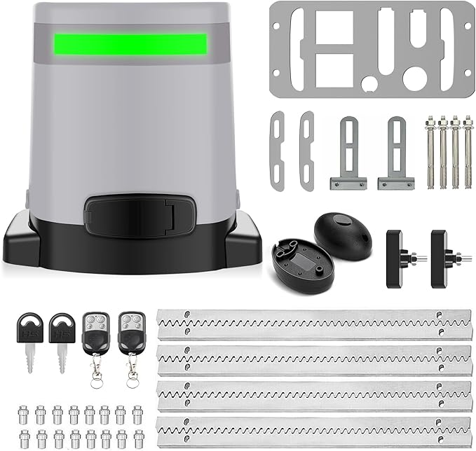 Blütezeit 1400lb Sliding Gate Opener, Solar Power | WiFi Control | Battery Backup, Rack-Drive Automatic Slide Gate Motor with IR Sensor Remote Complete Kits (Solar Panel NOT Included)