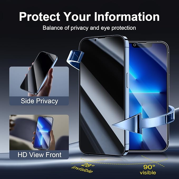 NEW'C 3x Privacy for iPhone 13 Pro Screen Protector+ 3x Camera Lens Protector - Image 3