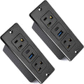 2 Pack 20W Recessed Power Strips USB, 2 AC + 1 USB-C + 1 USB-A, 6ft Cord, Space Saving Furniture Outlets for Desk/Bedside/Drawer (18W USB-A & 20W USB-C Fast Charge)