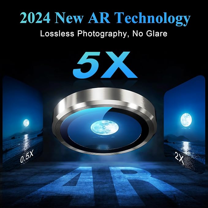 YWXTW Camera Lens Protector for iPhone 16 Pro/iPhone 16 Pro Max, Tempered Glass - Image 4