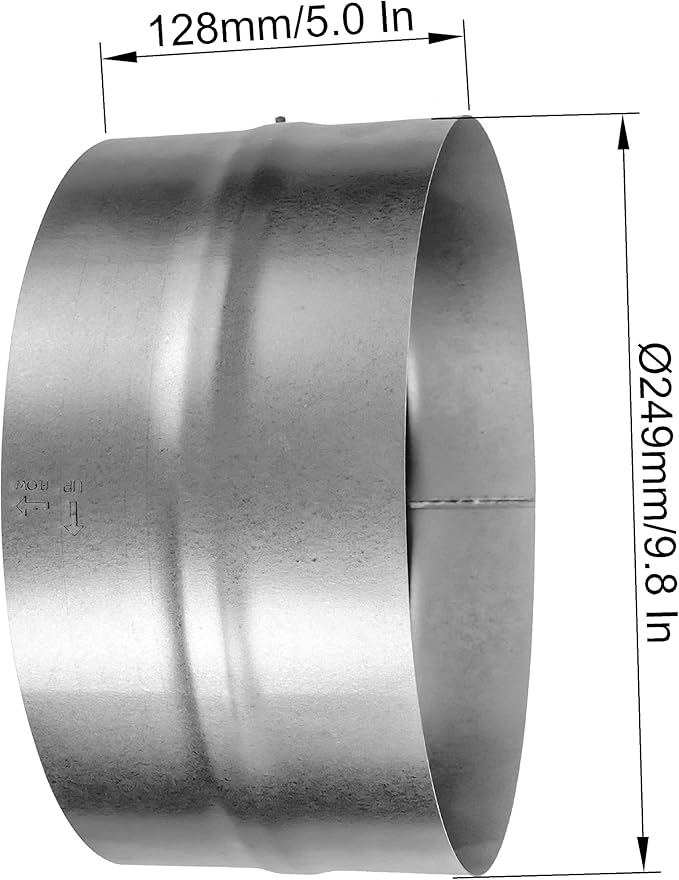 Draft Blocker 10'' Inch - Backdraft Damper - Draft Stopper - Backflow Preventer - Inline Fan Vent Deflector - One-Way Airflow Ducting - Dryer Duct Connector with Backdraught Flap