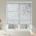 Kilonity Motorized Roller Shades, Light Filtering Remote Control Custom Window Shades Compatible with Alexa Google Assistant via RF Hub, Rechargeable Electric Blinds for Windows (Texture Grey)