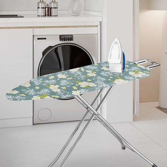ZCFYGDX Dandelion Flower Print Ironing Board Cover Decor, Resist Scorching & Staining, Easy to Install Resistant Elastic Edges, 3 Nylon Buckle Straps Fasteners, Protective Scorch Cloth Covers Size-M