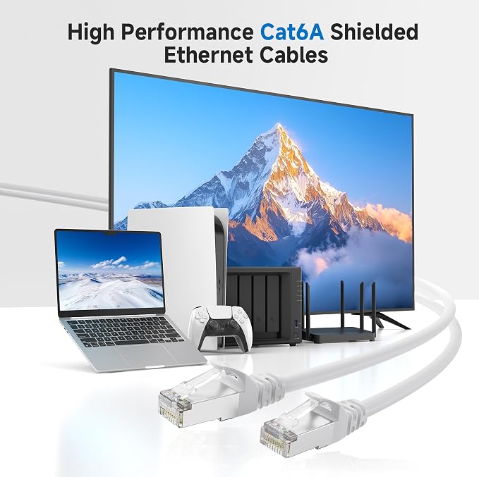 Cable Matters 10Gbps 5-Pack Snagless Shielded Cat 6A Ethernet Cable - 10ft - Image 2