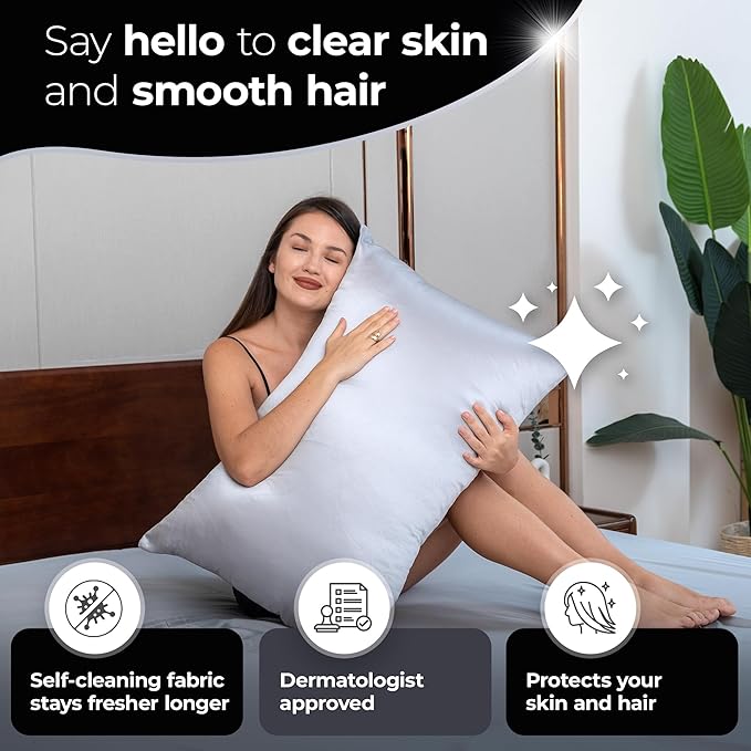 Silvery Silver Infused Bed Sheets Set - Award-Winning Self-Cooling Fabric with Self-Cleaning Silvery Technology™ That Stays Fresh 3X Longer for Hygienic Sleep (Gray, King)