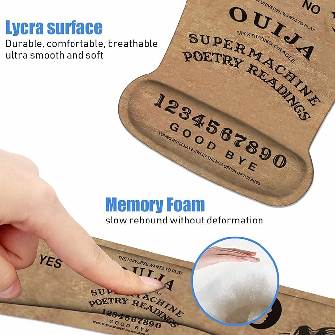 Ergonomic Mouse Pad Wrist Support and Keyboard Wrist Rest Set with Coasters, Non-Slip PU Base, Easy Typing and Relieve Wrist Pain, Perfect for Home Office Working Studying, Retro Ouija Board