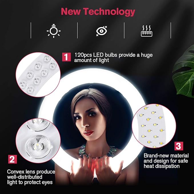 18 inch LED Ring Light with Tripod Stand Dimmable Makeup Selfie Ring Light - Image 6
