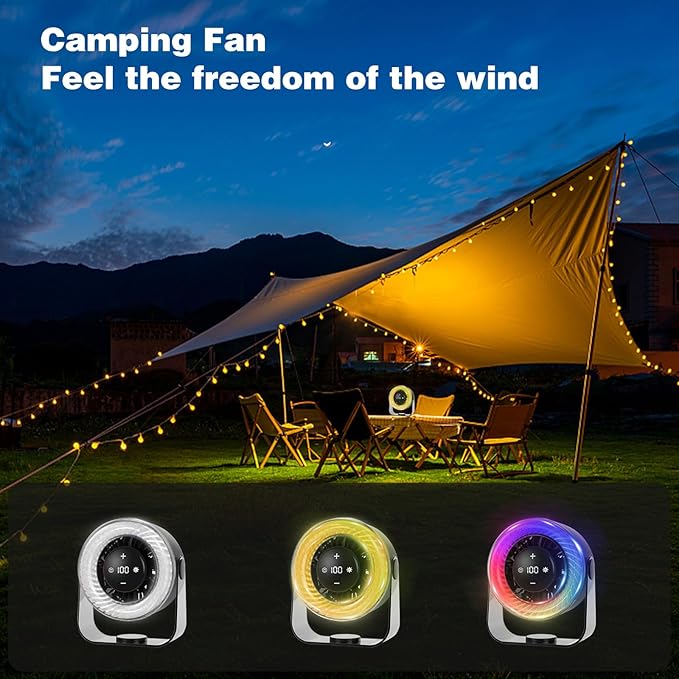 KKANDPP Desk Fans for Bedroom,Quiet Wall-Mounted Desk Fan with Remote,Portable Colored LED Light 100 Speed Digital Display USB Rechargeable Fan for Home Office Bedroom Camping Traveling(Grey)