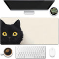 Eflxamz Desk Pad,Black Cat Desk Mat,Cute Cat Large Gaming Mouse Pad for Desk,Extended Big Computer Keyboard Mouse Pad with Non-Slip Base and Stitched Edge,35.4"x15.7"