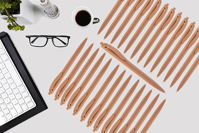 Aozora Pens Bulk 30 Pack Click Pens No Bleed Wholesale Retractable Ballpoint Pens Medium Point,Smooth Ink Pens for Journaling School Office Supplies 1.0MM (Brown Ink)