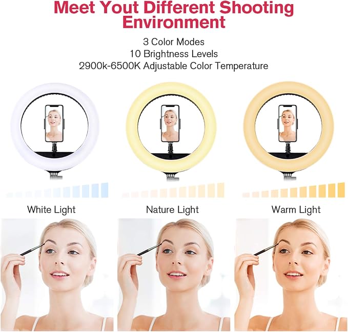 18 inch LED Ring Light with Tripod Stand Dimmable Makeup Selfie Ring Light - Image 2
