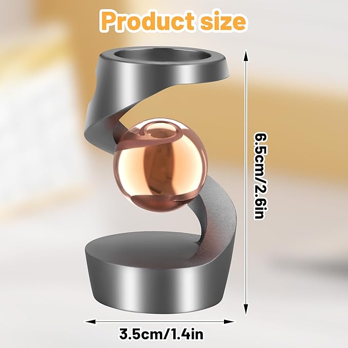 Kinetic Desk Toys, Kinetic Spinning Desk Toy, Desk Fidgets for Office for Adults, Metal Fidget Toys for Kids Teens (Grey Rose Gold)