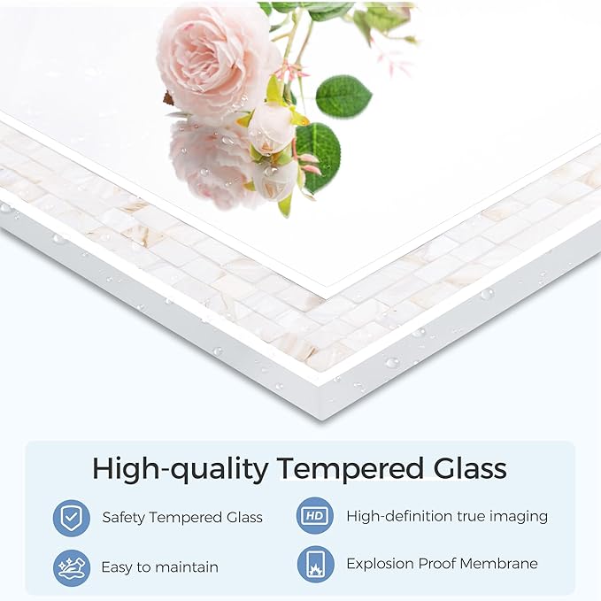 Tanmicoshomy 30 x 48 Inch White Bathroom Mirror, Natural Shell Framed Rectangular Mirrors for Bedroom, Living Room or Entryway, Wall Mounted Horizontal or Vertical Hanging