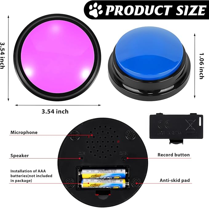 10 Color Voice Recording Buttons for Dogs Dog Training Communication Buttons with 30 Sec Record and Playback, Pet Training Buzzer for Puppy Cats, Funny Gifts for Pet Lovers (10 Pack)